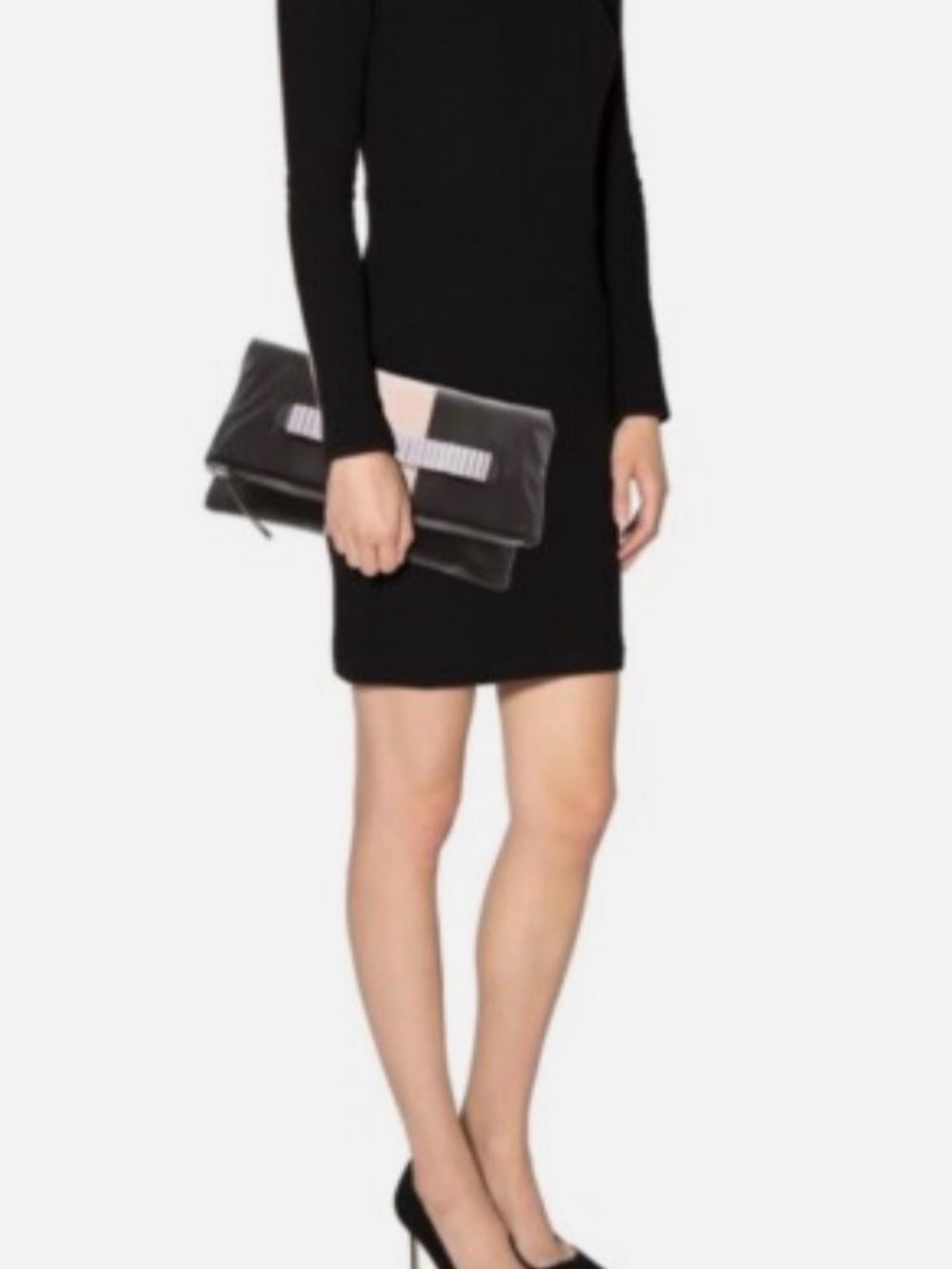 Alexander McQueen Black &  Pink Fold-Over Clutch